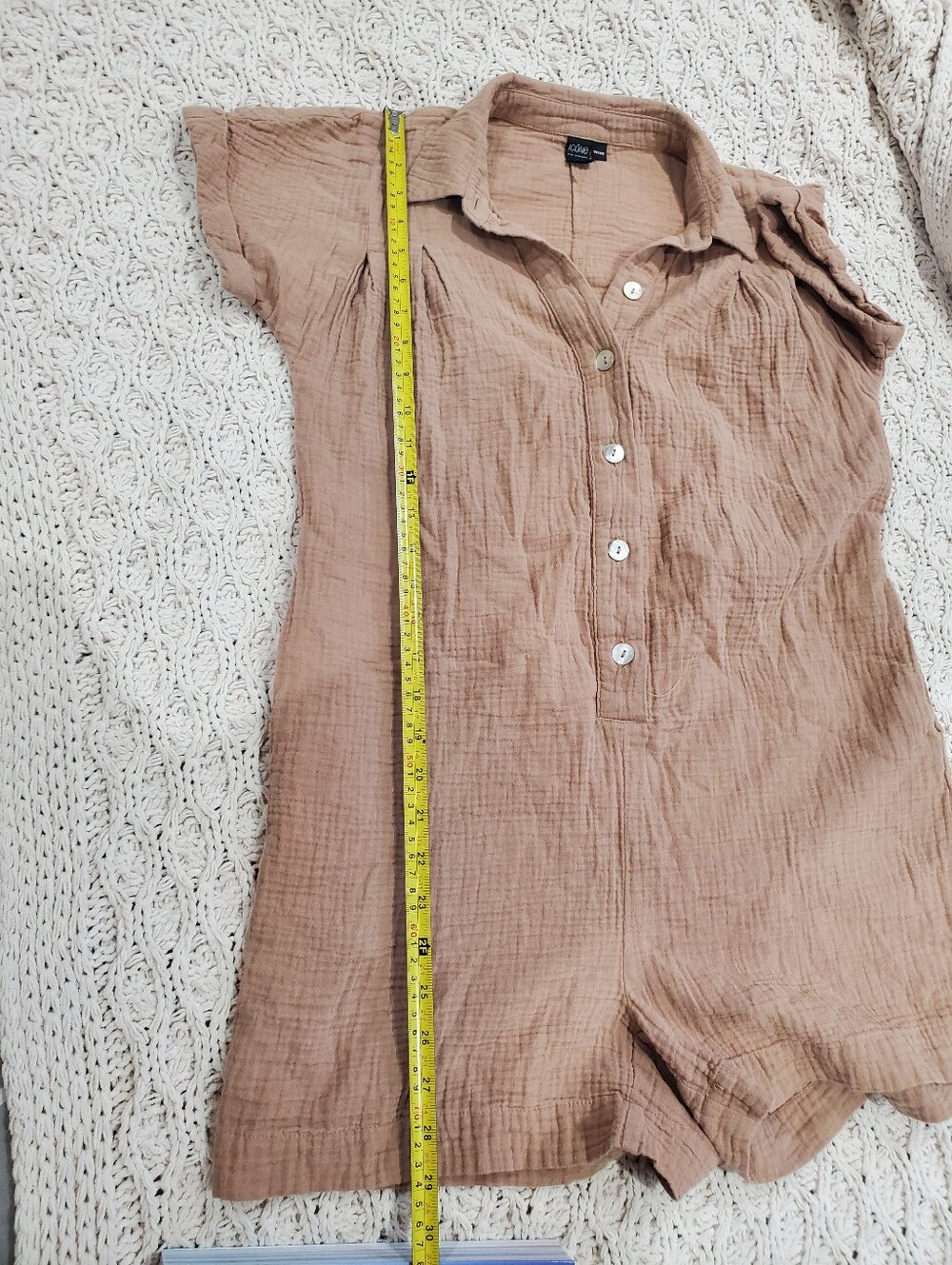 ICONE Par SIMONS Rare Taupe Gauze Organic Cotton Romper Shorts - Picture 16 of 16